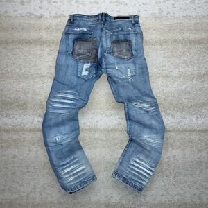 Vintage Y2K Taker Skater Jeans 34x32 Skinny Fit Light Wash Denim Rap Style Art